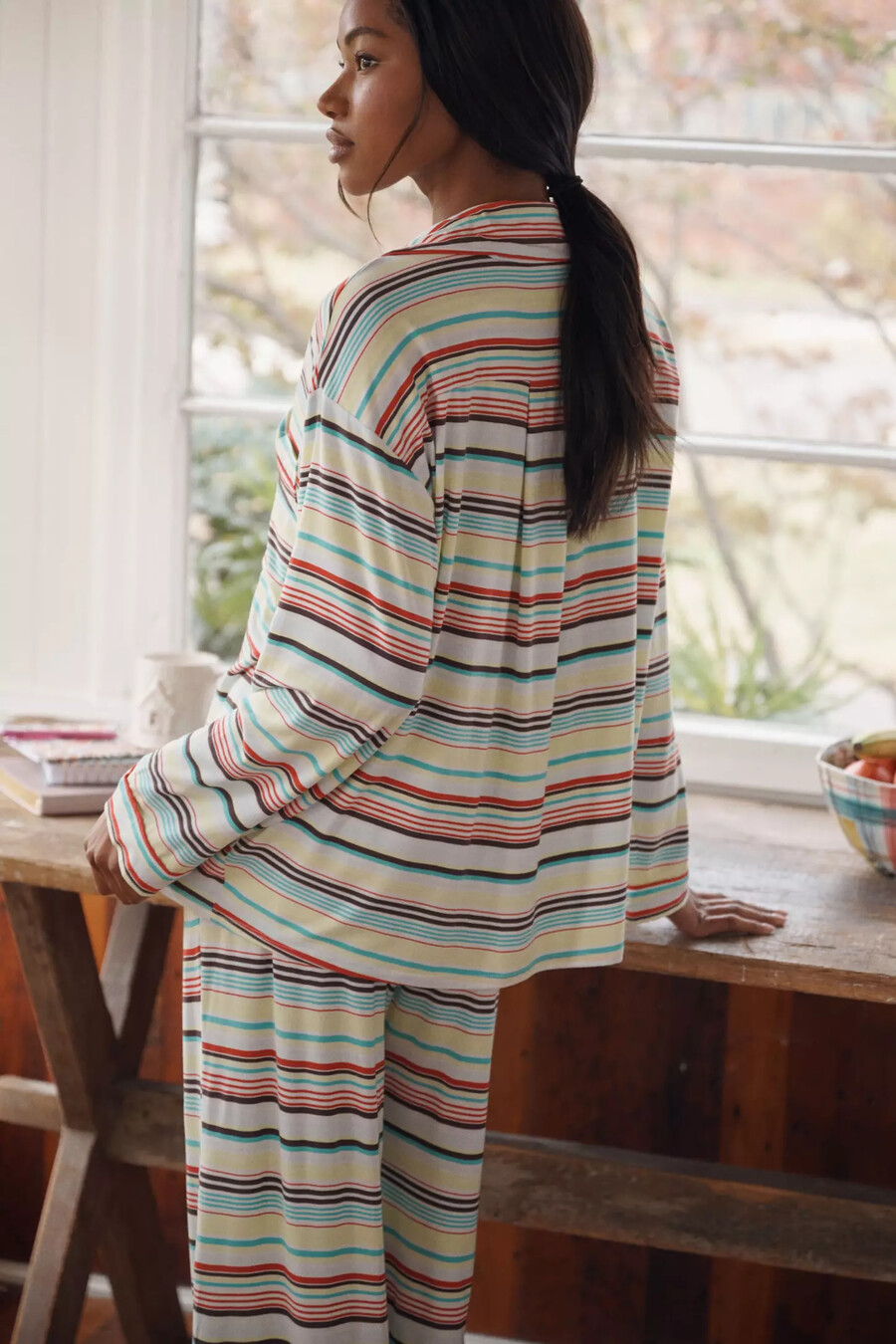 camisa de pijama de manga larga con ribete de briar