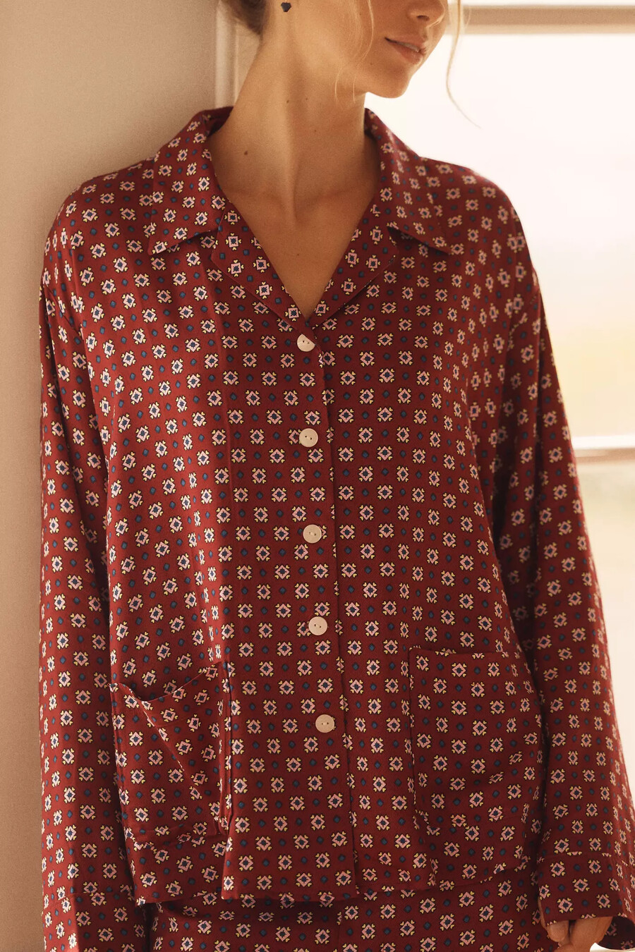 camisa de pijama sedosa de manga larga lyrebird