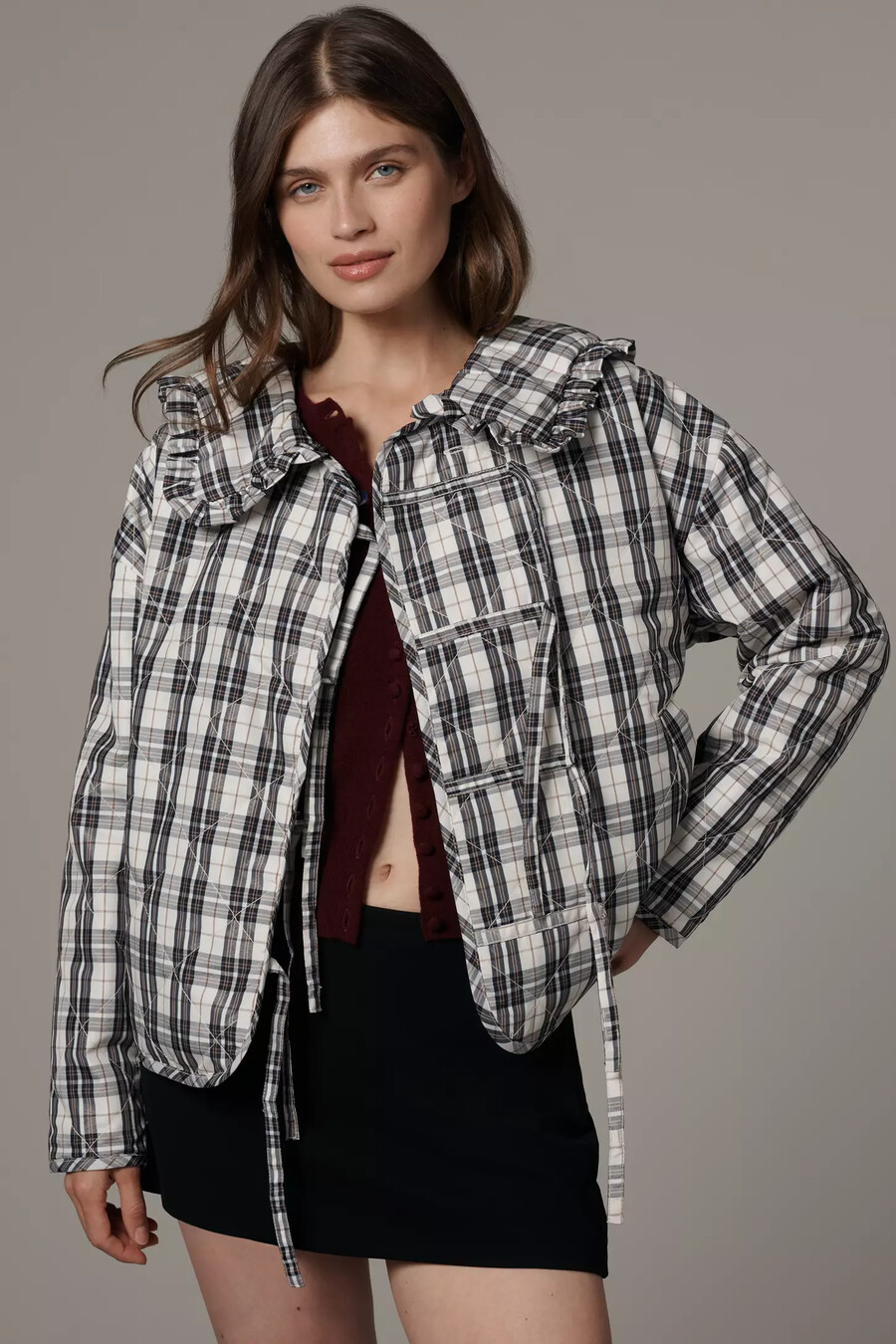 chaqueta acolchada a cuadros hazel de maeve