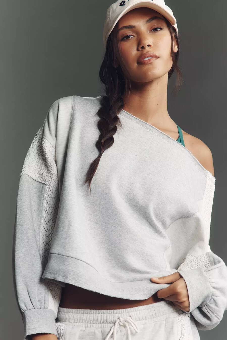 sudadera con cuello redondo y panel de encaje daily practice