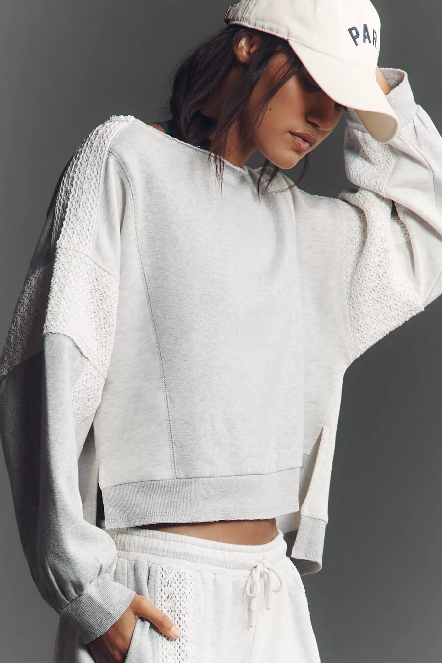 sudadera con cuello redondo y panel de encaje daily practice