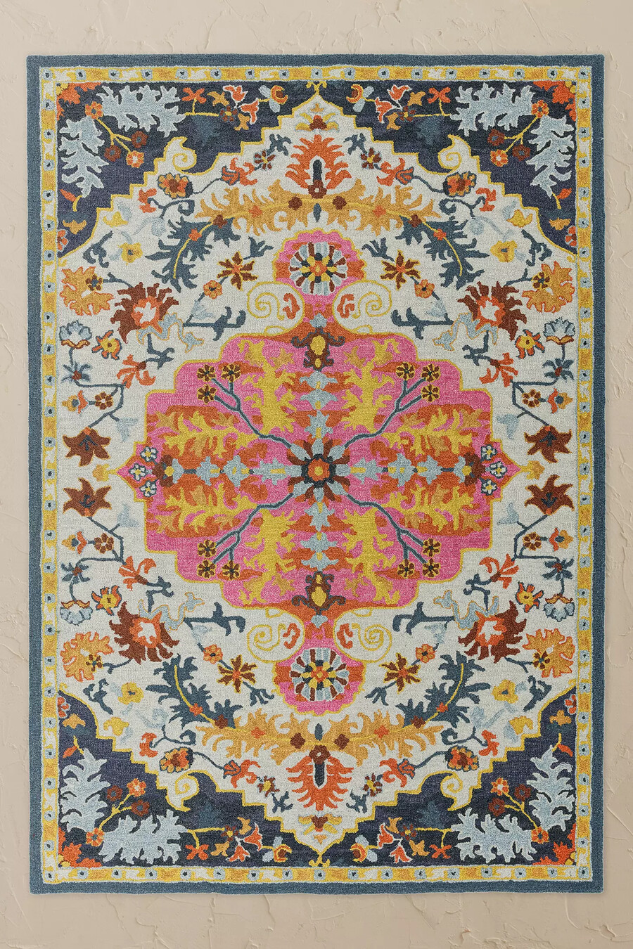 alfombra persa bronte de lana multicolor con mechones hechos a mano