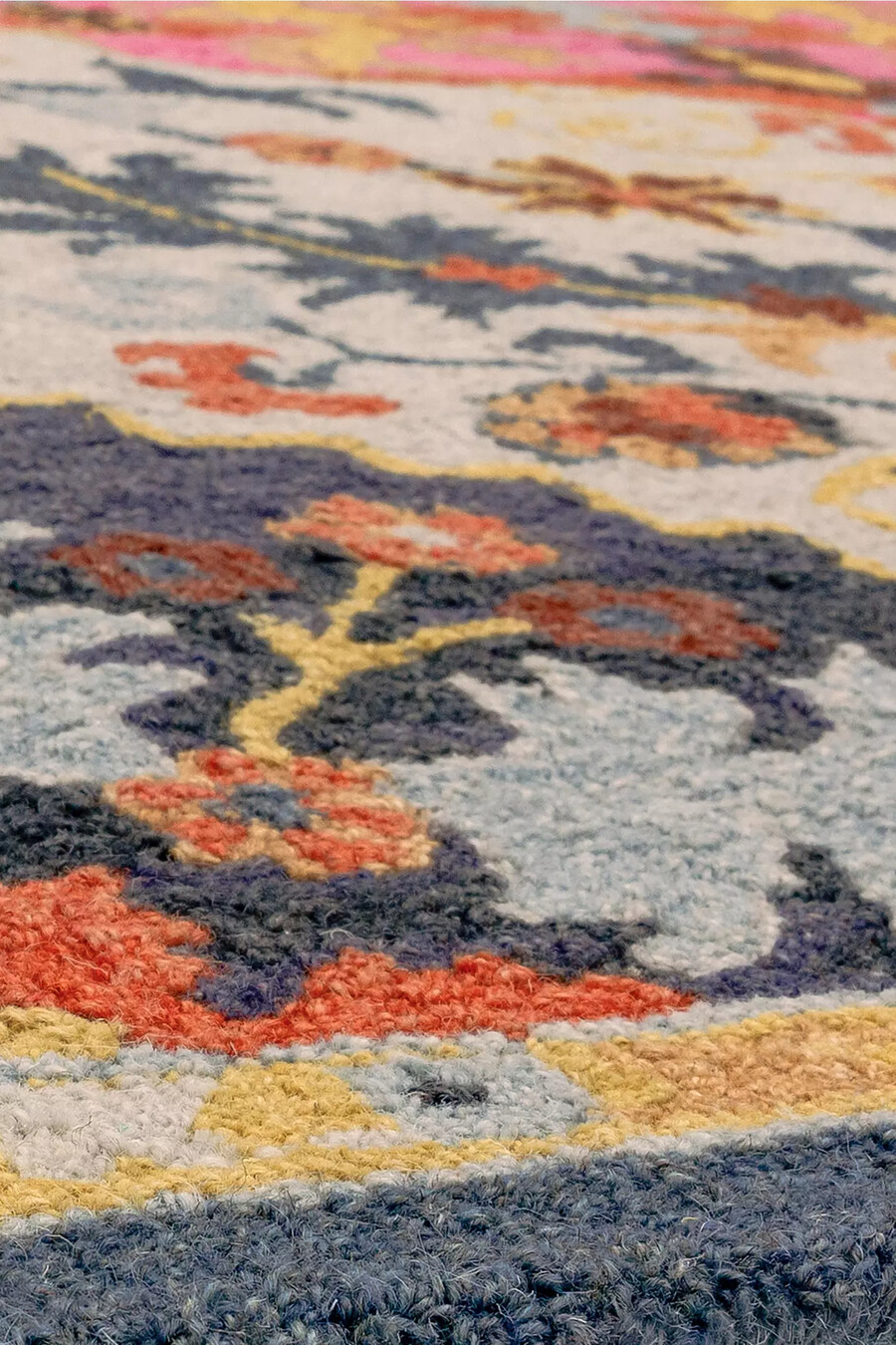 alfombra persa bronte de lana multicolor con mechones hechos a mano