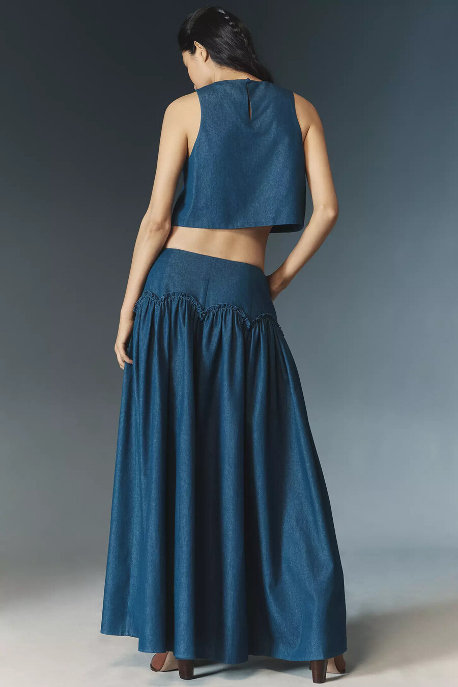 falda larga con cintura vasca mare mare x anthropologie