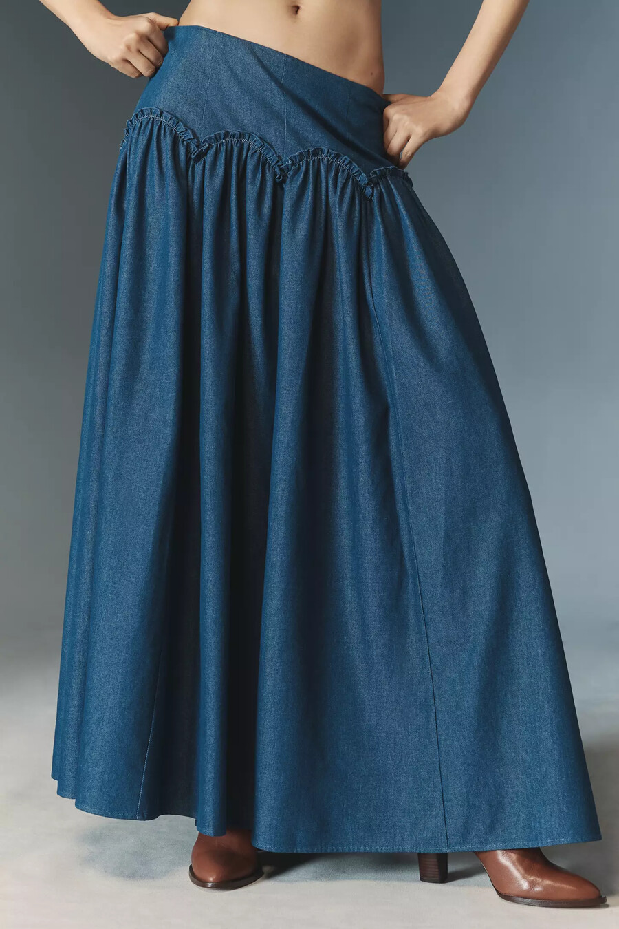 falda larga con cintura vasca mare mare x anthropologie