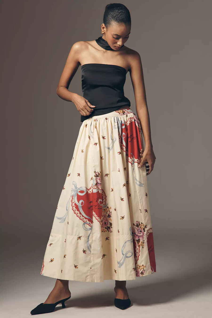 falda midi estampada de popelina maeve