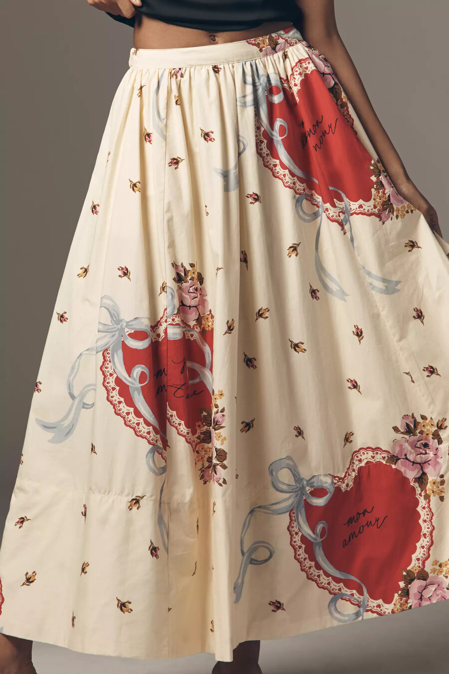 falda midi estampada de popelina maeve
