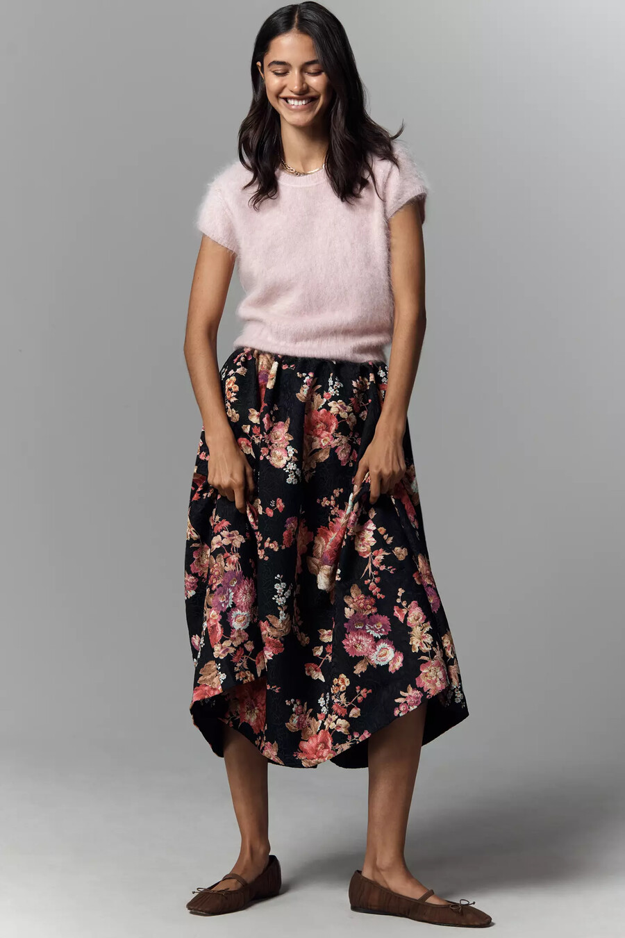 la falda midi de jacquard floral jacie de maeve