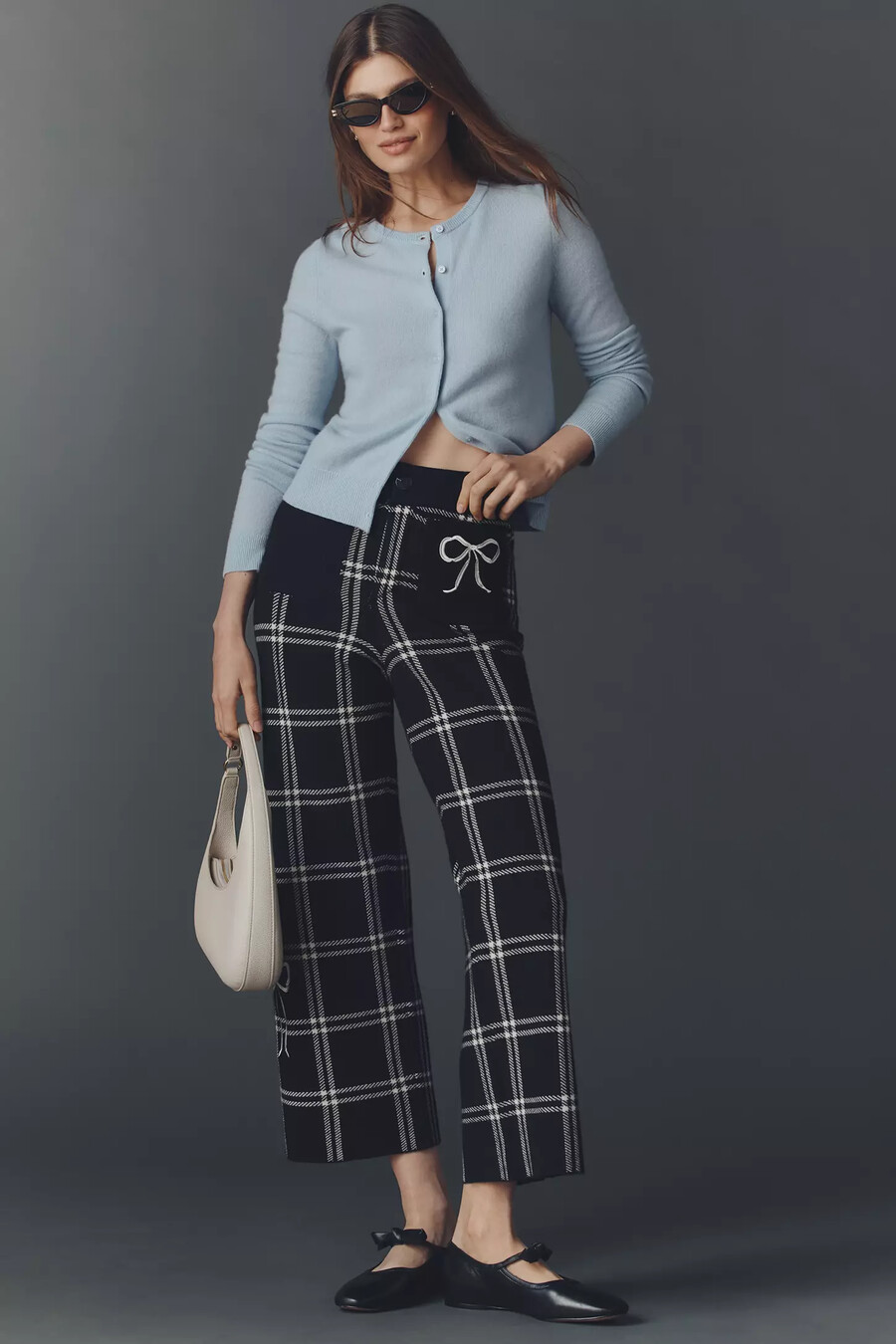 pantalones de punto colette de tiro alto y pernera ancha de maeve