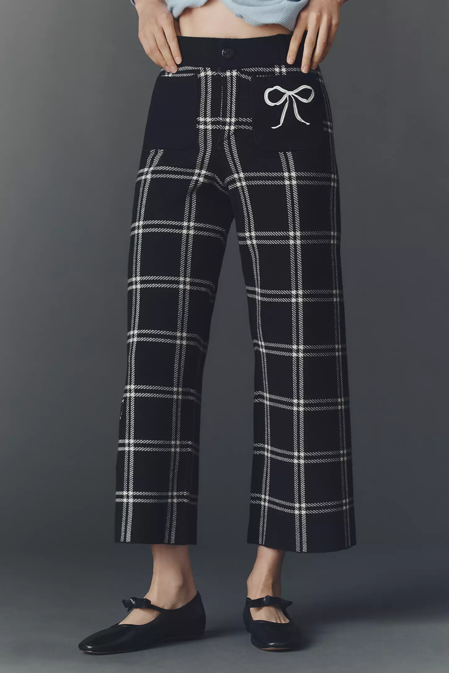 pantalones de punto colette de tiro alto y pernera ancha de maeve