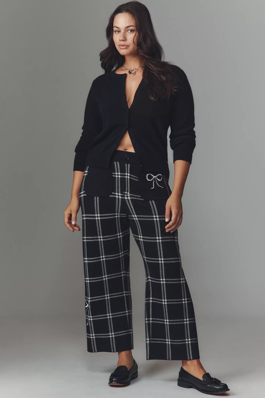 pantalones de punto colette de tiro alto y pernera ancha de maeve