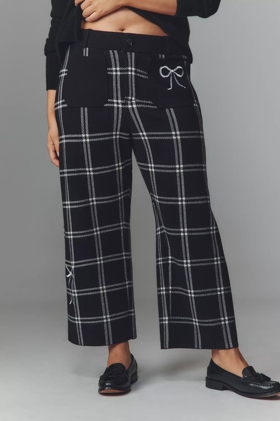 pantalones de punto colette de tiro alto y pernera ancha de maeve