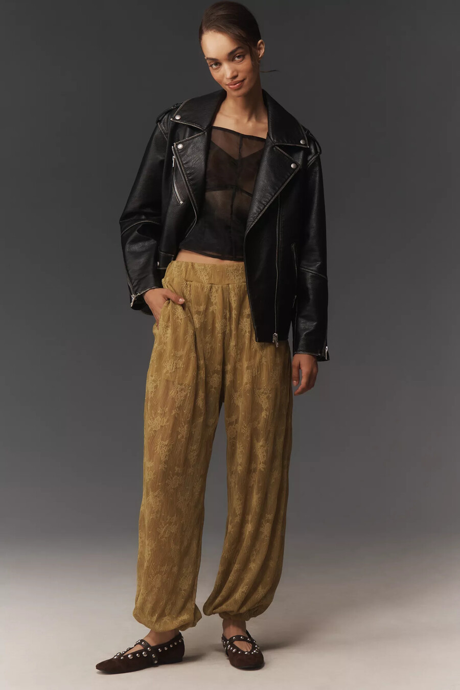pantalones globo de encaje transparente maeve