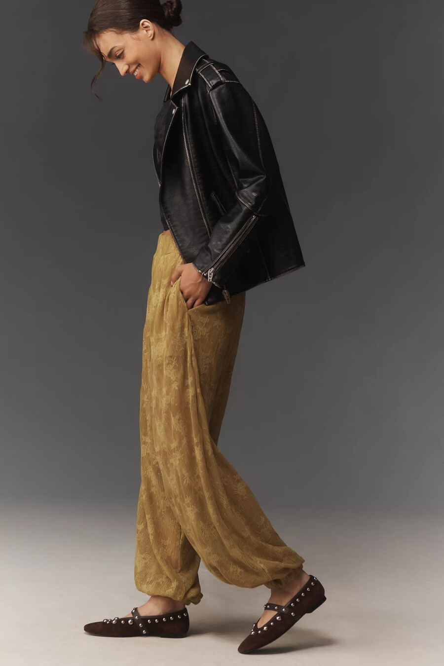 pantalones globo de encaje transparente maeve