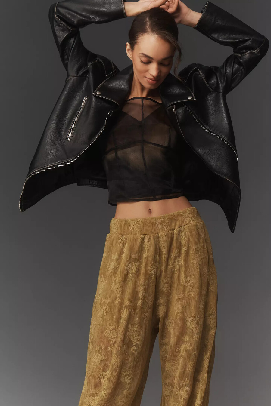 pantalones globo de encaje transparente maeve