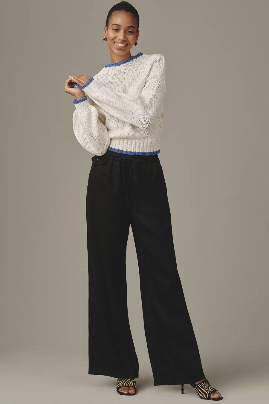 pantalones de lino brooklin con lazo delantero de maeve