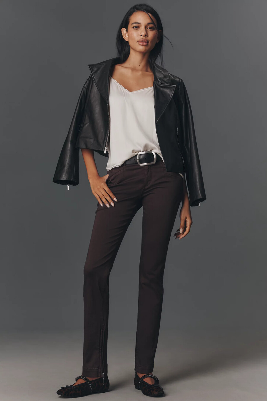 pantalones ajustados de tiro bajo rococó de pilcro
