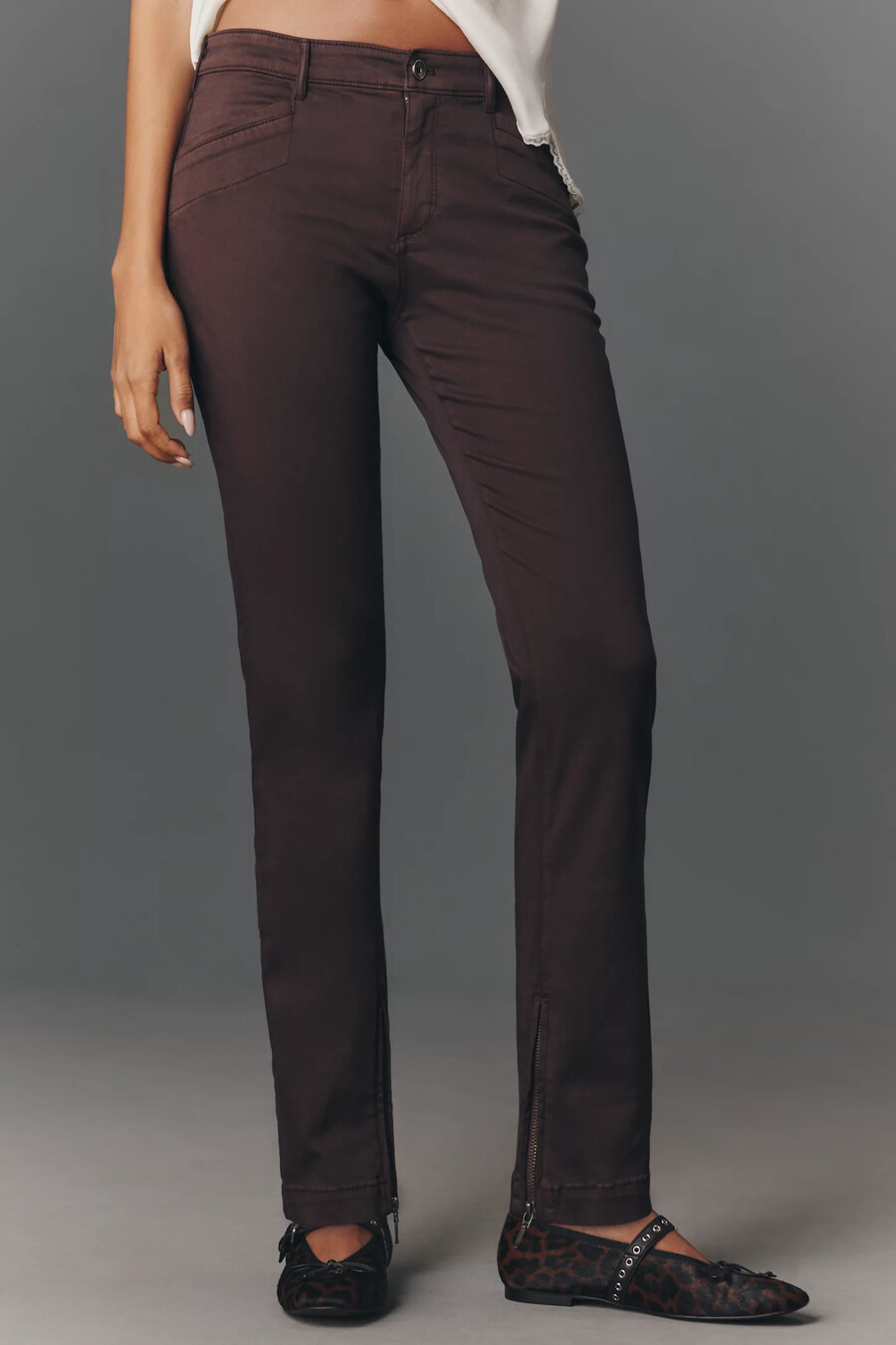 pantalones ajustados de tiro bajo rococó de pilcro
