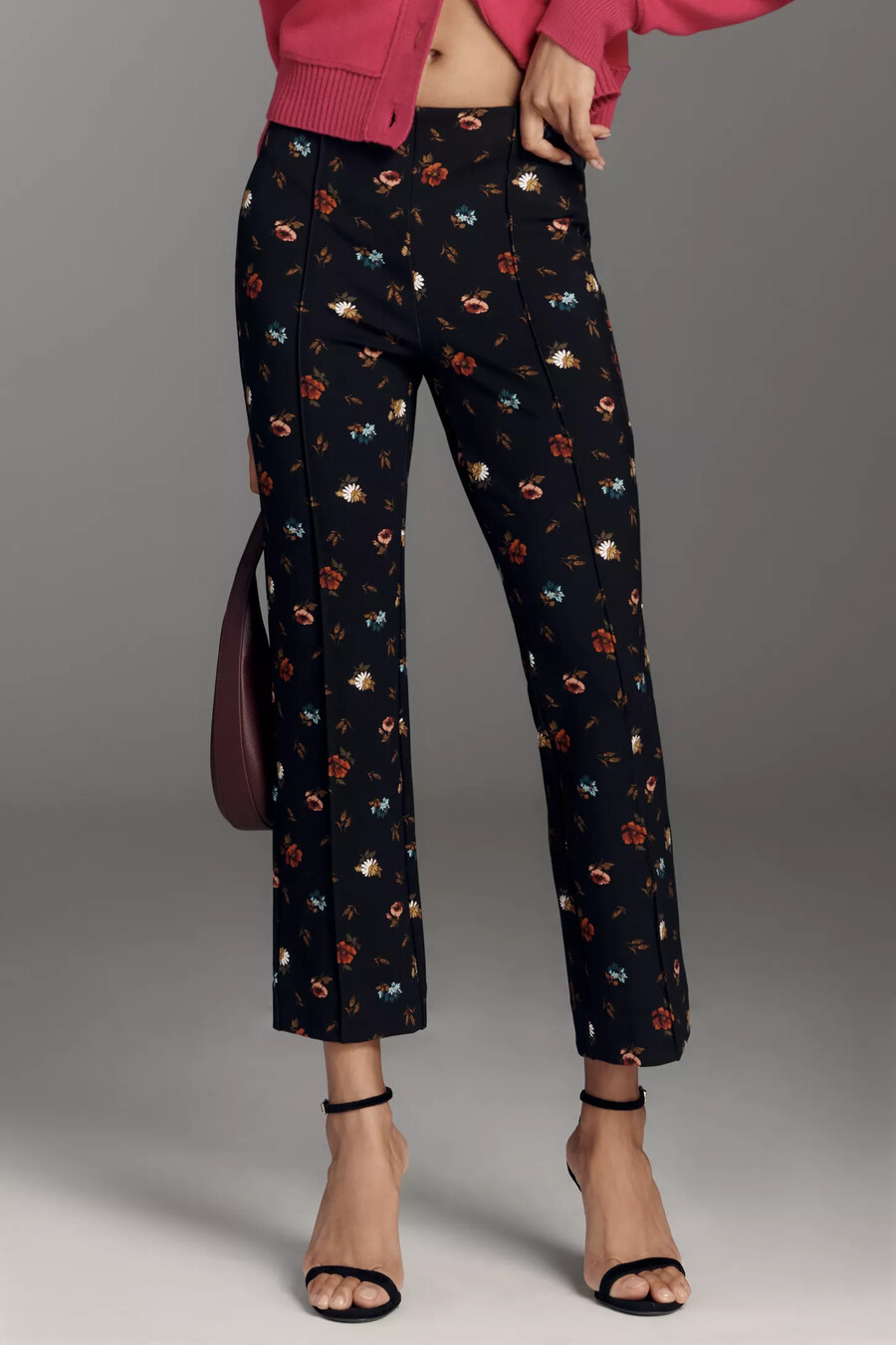 pantalones acampanados con estampado de amapolas de maeve