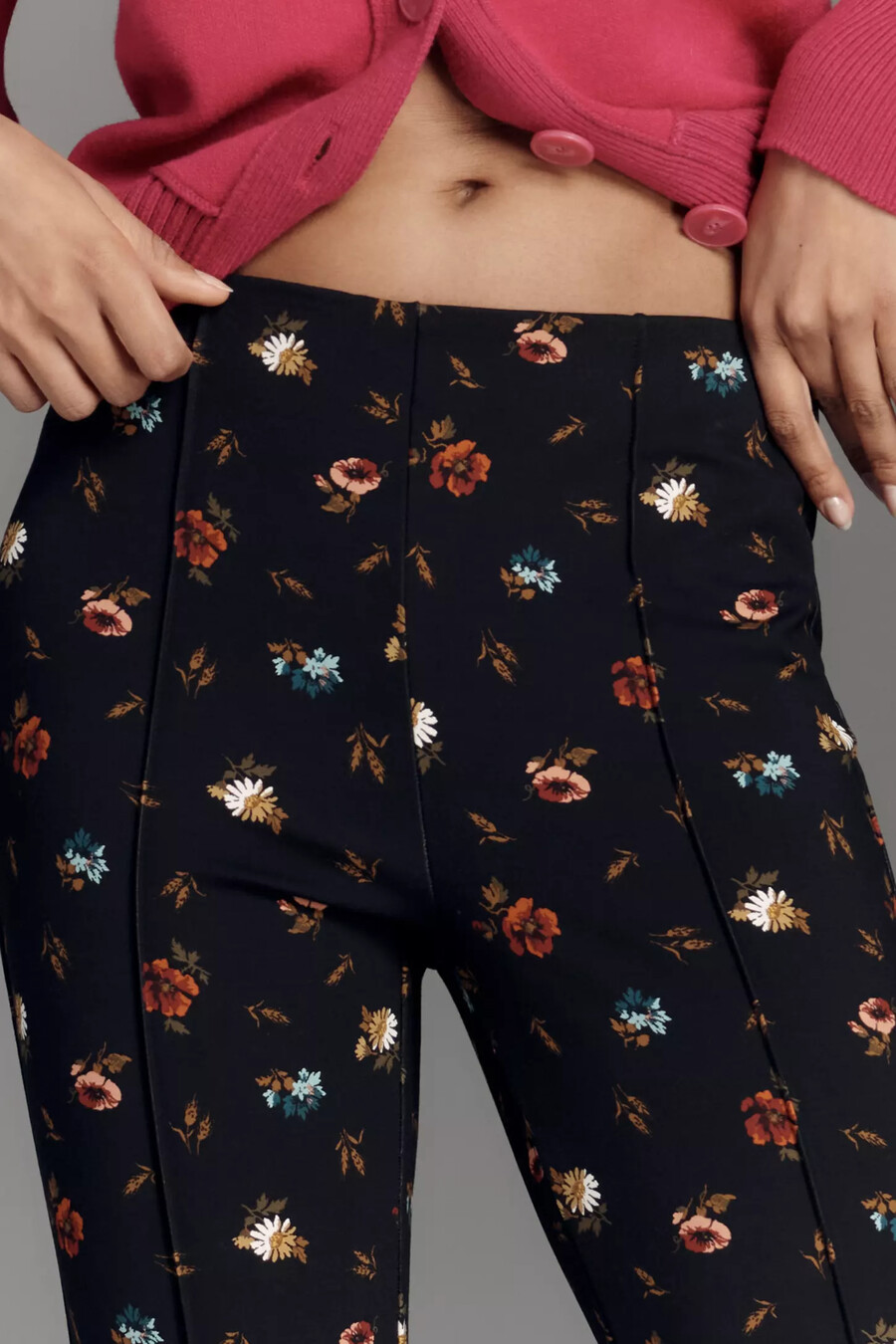 pantalones acampanados con estampado de amapolas de maeve