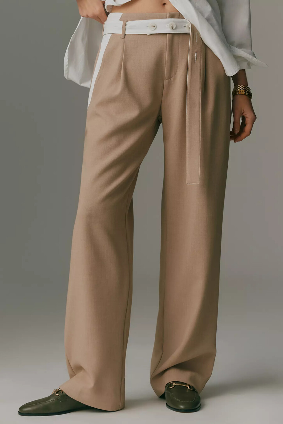 pantalones de tiro alto con cinturón maeve